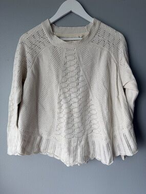 Angel of the North Anthropologie ivory Mirabelle cotton cashmere Sweater sz XS/S